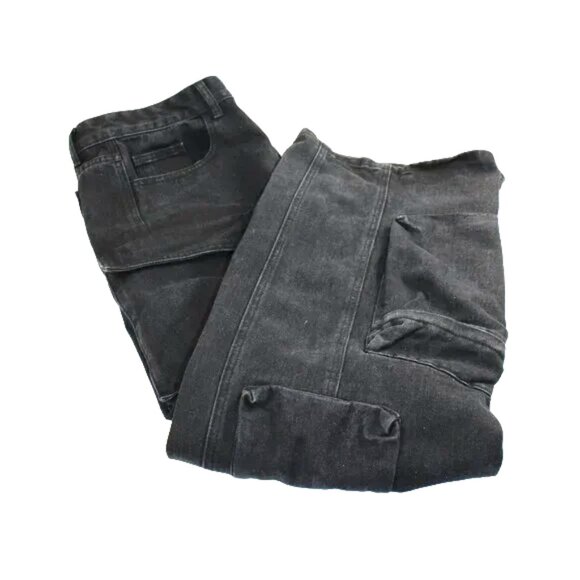 PrettyLittleThing Tall Wide Leg Black Denim Style Cargo Pants, Size 12 (Tall) - Picture 7 of 7